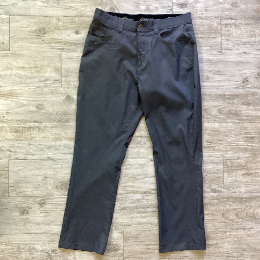 Eddie Bauer Men’s Dark Grey Active Chinos Relaxed Signature Elastic Waistband